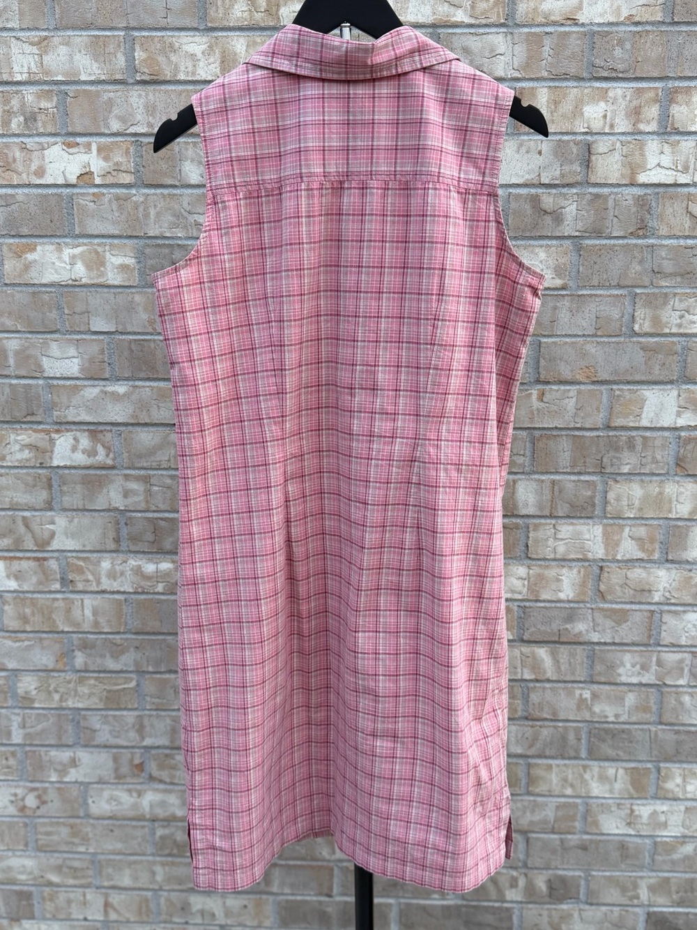 Vintage 90s Cherokee Pink Plaid Sleeveless Button Front Shirt Dress Size M - Picture 3 of 14
